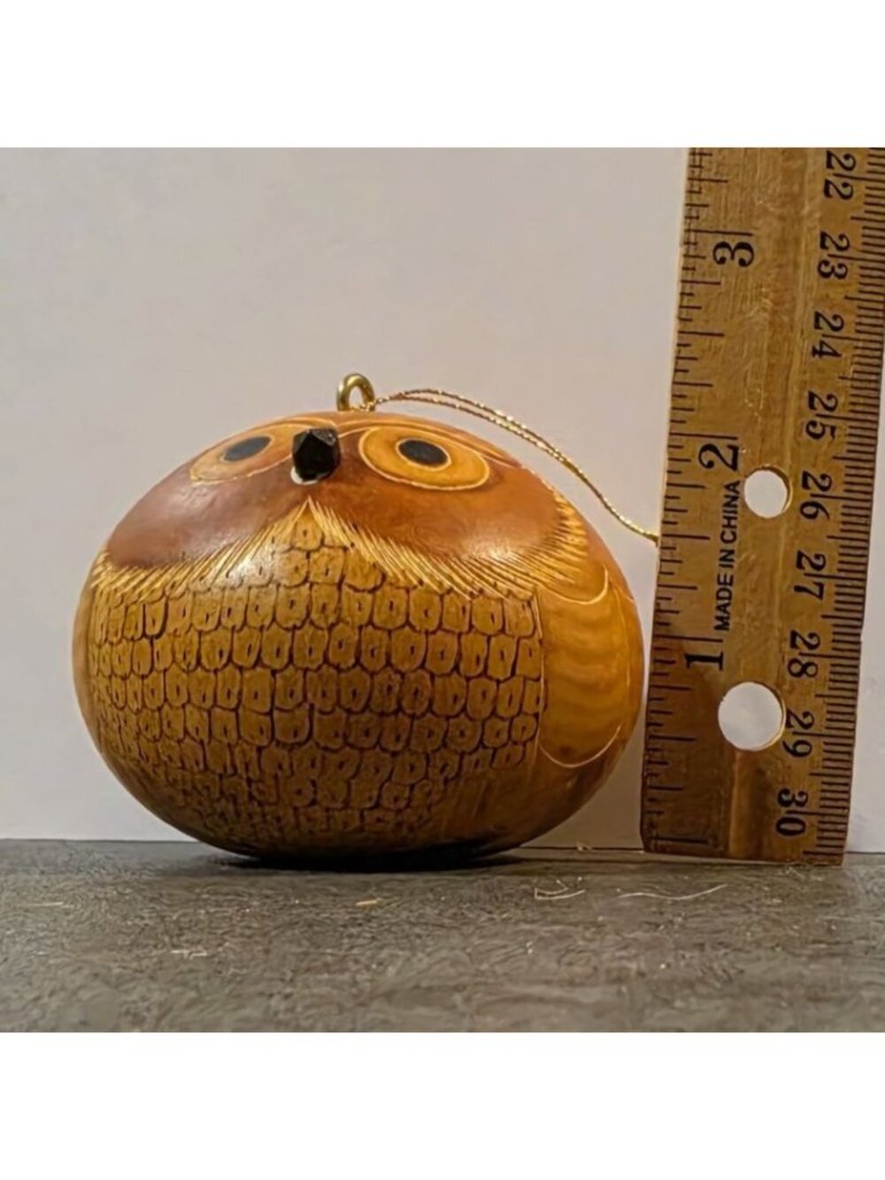 Vtg Peruvian Hand-Carved Owl Gourd Ornament – Traditional Mate Burilado Folk Art - Picture 2 of 12